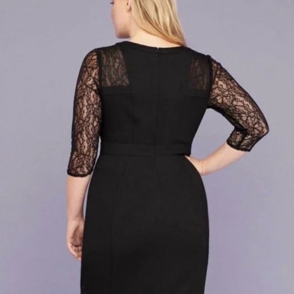 Lane Bryant Lace Sheer 3/4 Sleeve Sheath Dress Plus Size 26 Black LBD Wedding - Picture 3 of 13